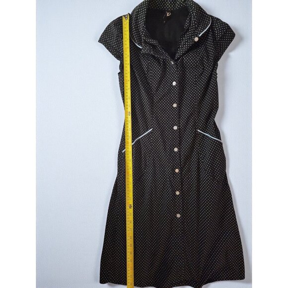 HeartSoul Black Polka Dot Shirt Dress–Size 5–Retro Pinup Vibe w/ Belt & Piping - Picture 9 of 11